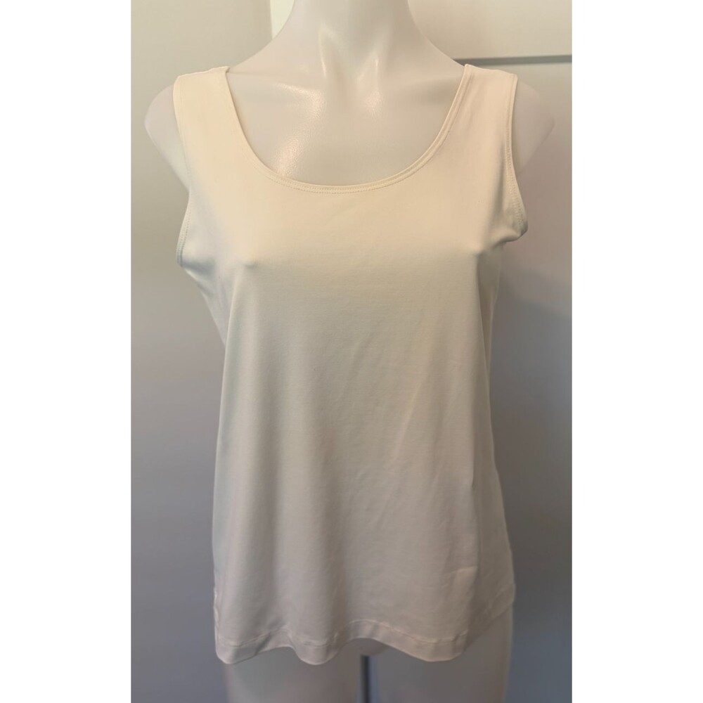 Chicos Womens Knit Tank TOP Sleeveless Ivory Size 1 (M/8)